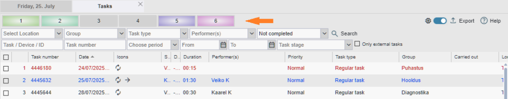 filters memory slot buttons